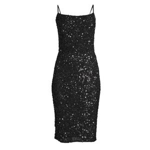 Black sequin spaghetti strap dress size 8 NWT
